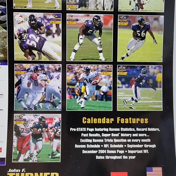 NFL Baltimore Ravens 2005‎ Team Calendar Turner and Company 12"x12" - Picture 5 of 7